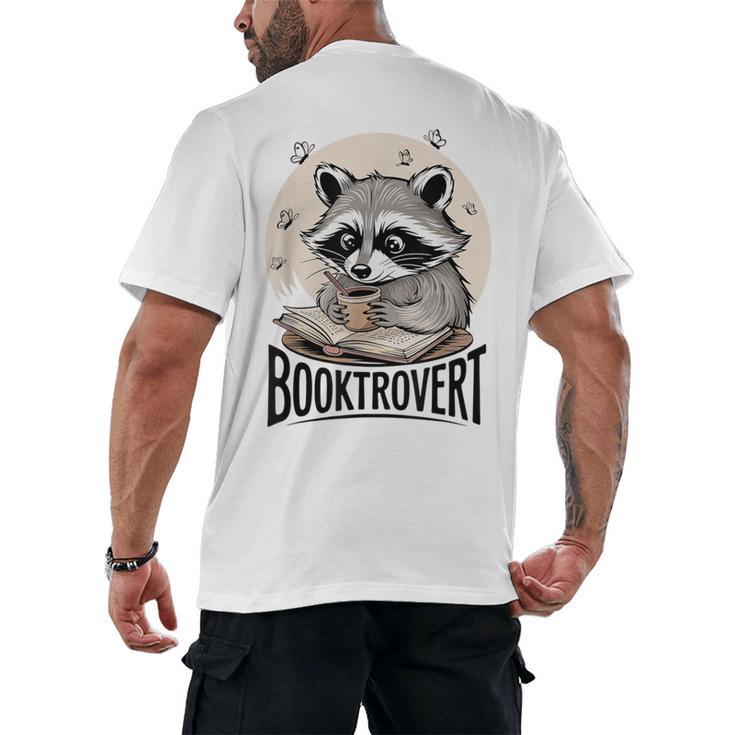 Booktrovert Raccoon Reading And Coffee For Book Lover Men's Back Print T-Shirt