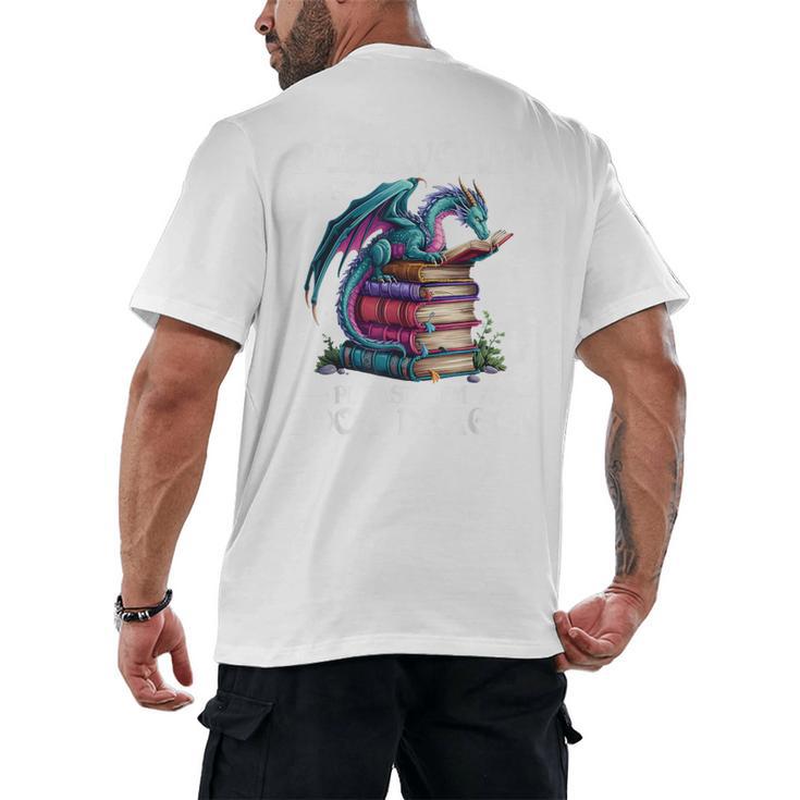Bookworm Please I'm A Book Dragon Blue Dragon Men's Back Print T-Shirt