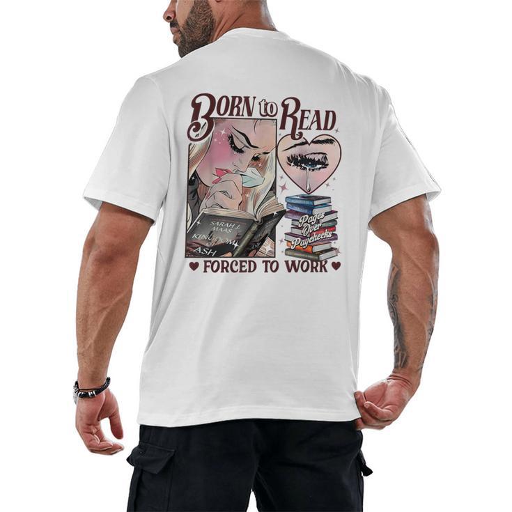 Born To Read Forced To Work Booklover -Adults Book Lovers Casual Grey Small Men's Back Print T-Shirt