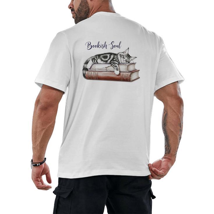 Cat Life Books And Cats Cat Lover Cat Mom Book Lovers Men's Back Print T-Shirt