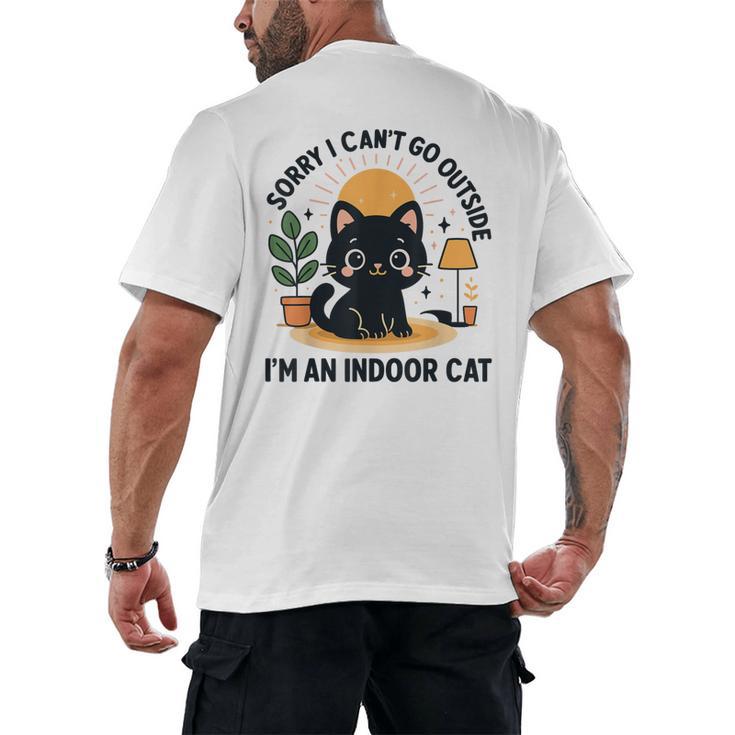 Cat Shirt Introvert Sorry I Can’t Go I’m An Indoor Cat Men's Back Print T-Shirt