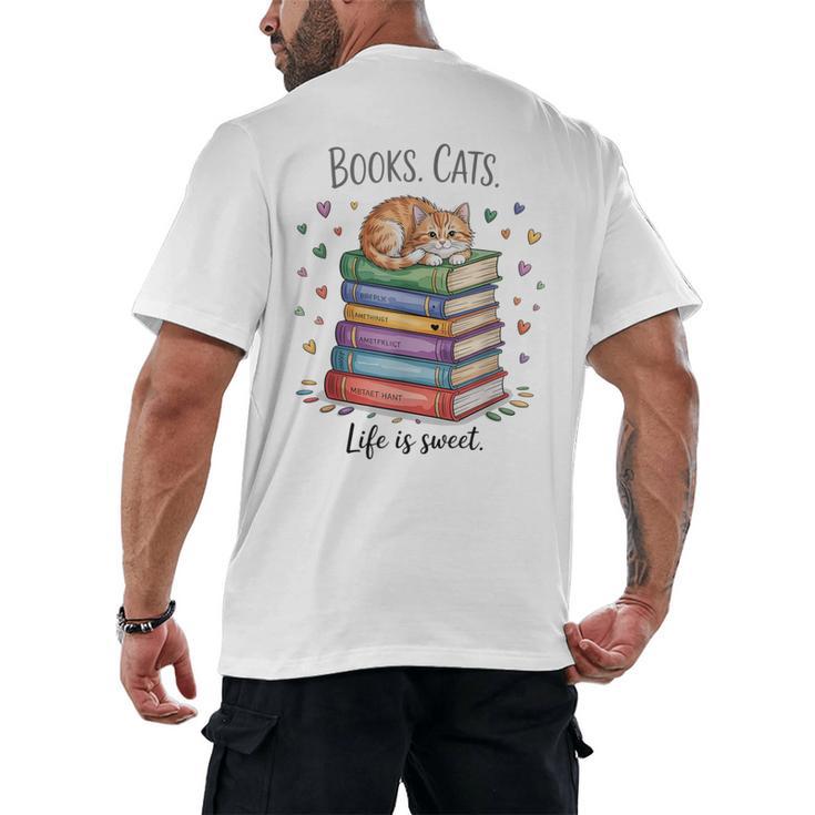Cats Books Lover Men Women Men's Back Print T-Shirt