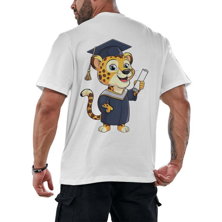 Cheetah Graduation Cute Kindergarten Elementary High School Men's Back Print T-Shirt