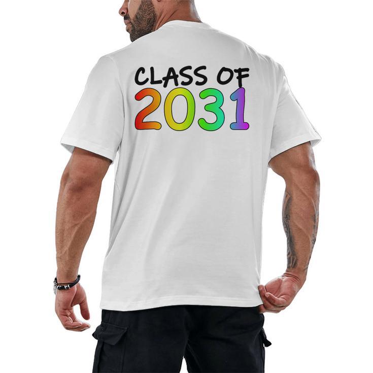 Class Of 2031 Pre-K -12th Grade Hand Prints Space Graduation Men's Back Print T-Shirt
