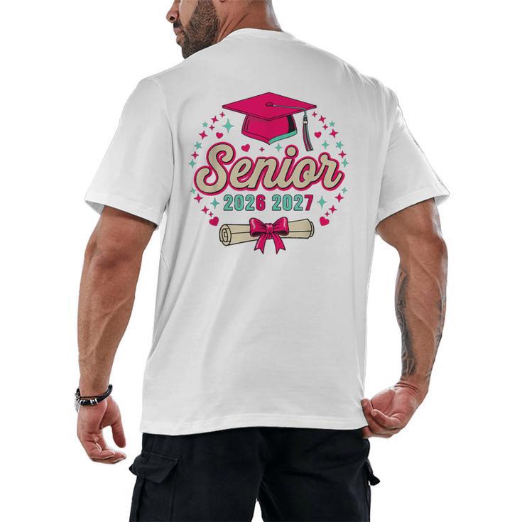 Coquette Pink Bow Senior 2026 2027 Graduation Men's Back Print T-Shirt