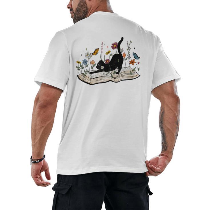 Cute Cat Flower Garden Book Kitty Reading Floral Men Women Girls Kids Men's Back Print T-Shirt