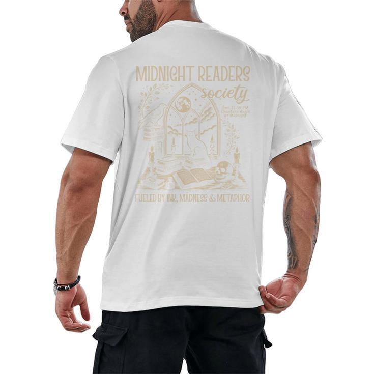 Dark Romance Book Lover Midnight Reading Readers Society Men's Back Print T-Shirt