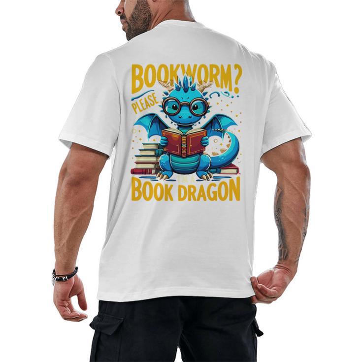 Dragon Bookworm Please I'm A Book Dragon Men's Back Print T-Shirt