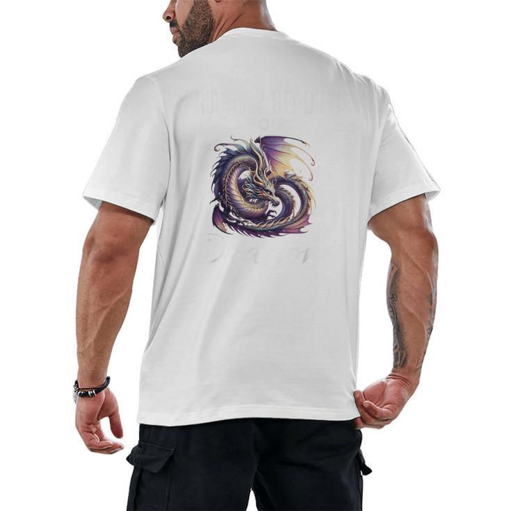 Dragon Fantasy Book Lover And Apparel Probably Reading About Dragons Men's Back Print T-Shirt