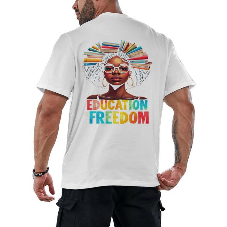 Education Is Freedom Afro Books Men's Back Print T-Shirt