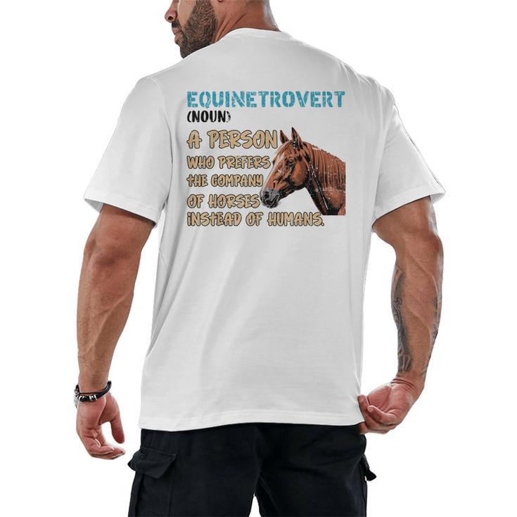 Equinetrovert Definition Equine Horse Riding Introvert Men's Back Print T-Shirt