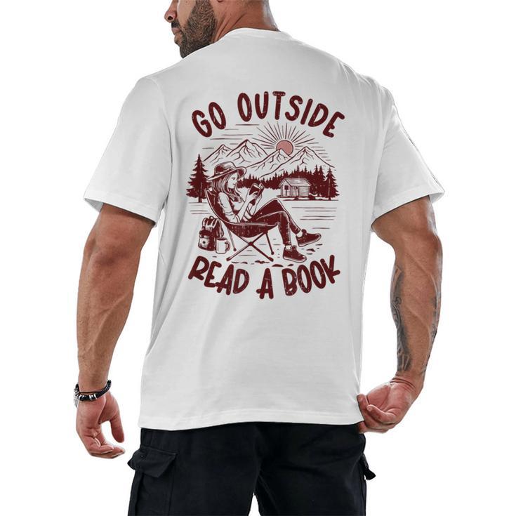 Go Outside Read a Book Vintage Bibliophiles Men's Back Print T-Shirt