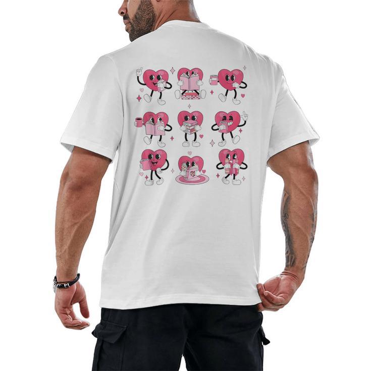 Heart Reading Books Valentine Teacher Boy Girl Book Lover Men's Back Print T-Shirt