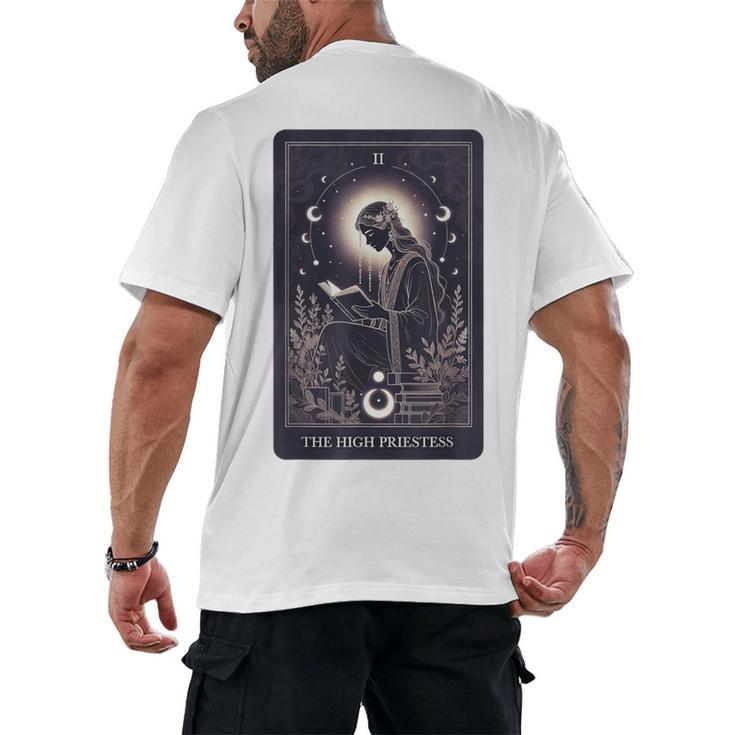 High Priestess Tarot Art Celestial Mystic Book Lover Men's Back Print T-Shirt