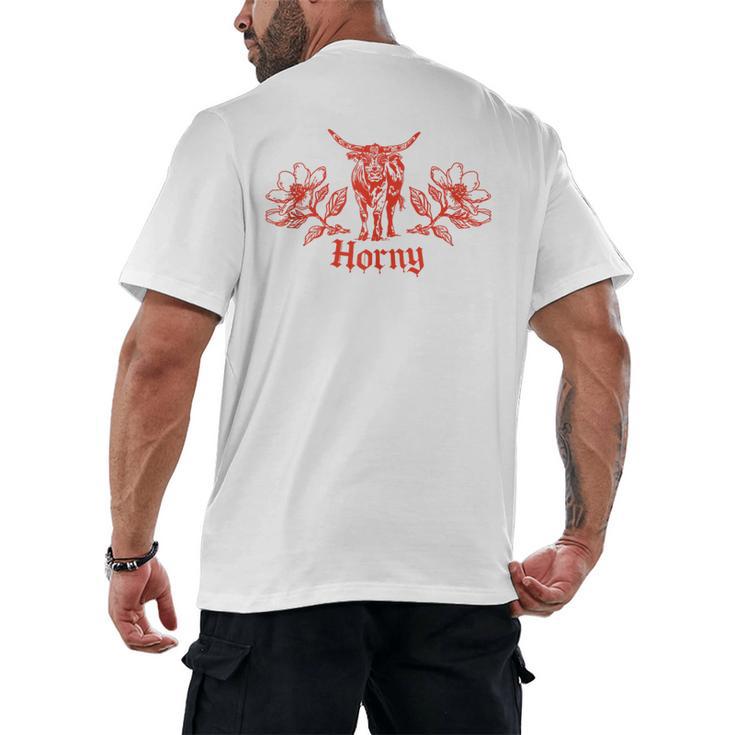 Horny Bull Romance Reader Shirt Spicy Books Bull Pun Men's Back Print T-Shirt