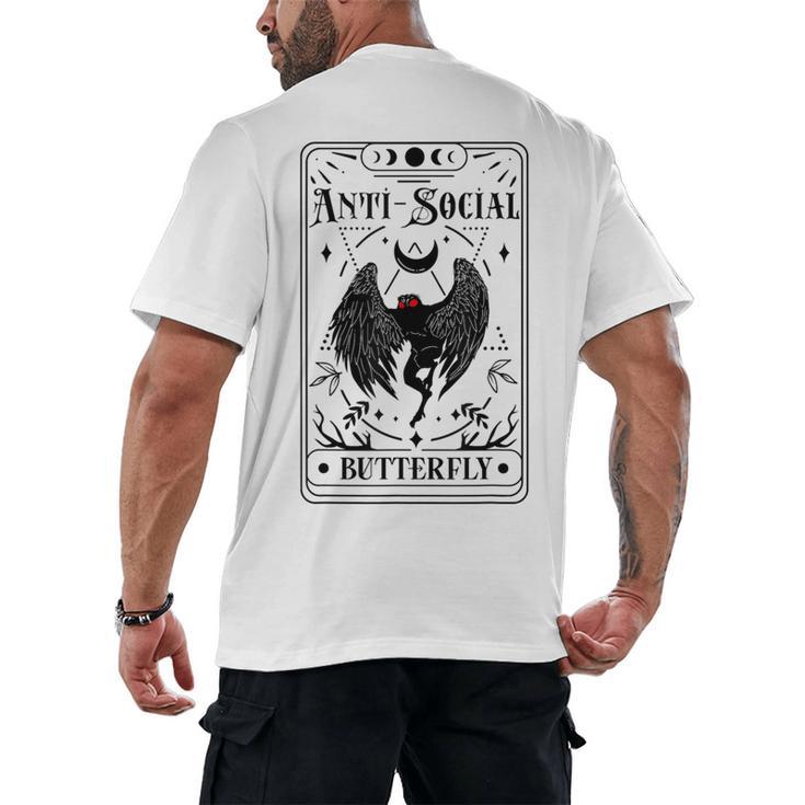 Introvert Apparel Emporium Mothman Tarot Card Antisocial Butterfly Cryptozoologist -Adults Grey Men's Back Print T-Shirt