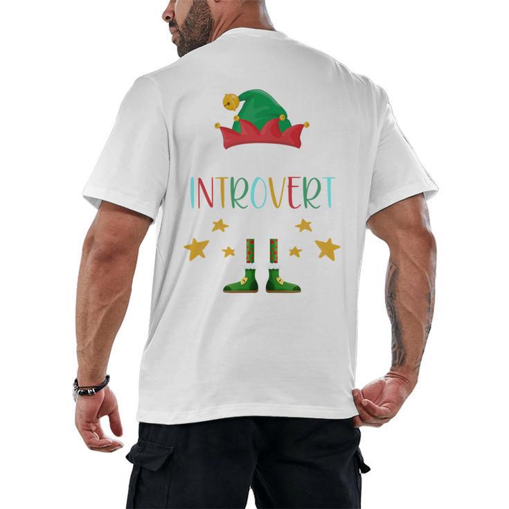 The Introvert Elf Christmas Family Matching Fun Xmas Top Men's Back Print T-Shirt
