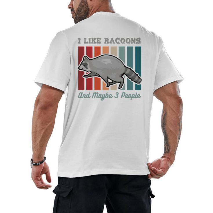 Introvert Raccoon Animal Lover Trash Panda Antisocial Retro Men's Back Print T-Shirt