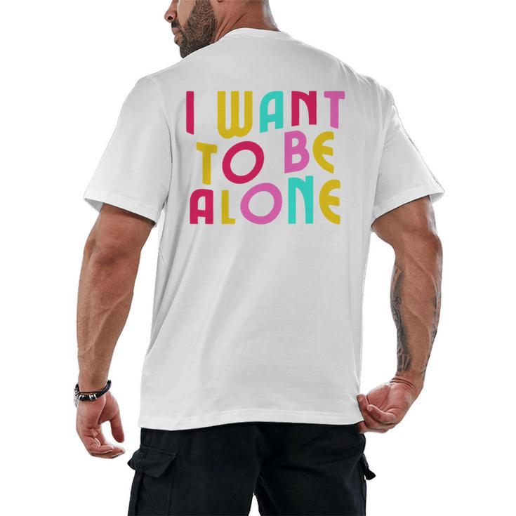 Introvert I Want To Be Alone Retro Wavy Men's Back Print T-Shirt