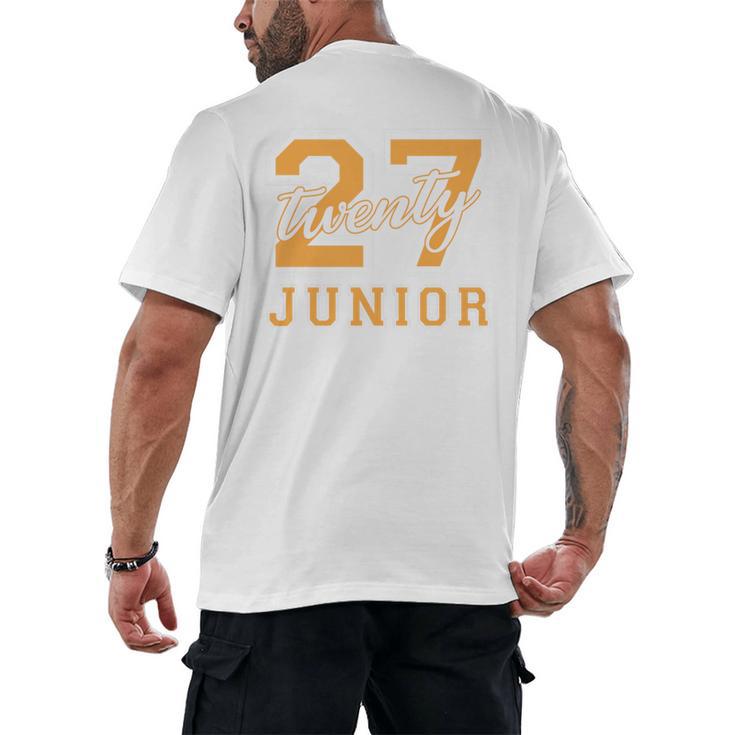 Junior Class 2027 Graduation Back To School Orange Letters Premium Tri-Blend Men's Back Print T-Shirt