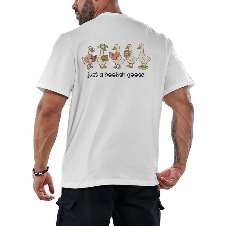 Just a Bookish Goose Cute Reading Geese For Book Fanatics Men's Back Print T-Shirt