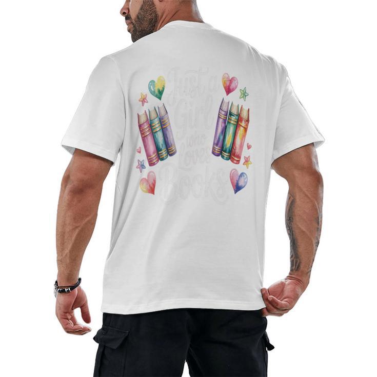 Just a Girl Who Loves Books Lover Reading Library Librarian Men's Back Print T-Shirt