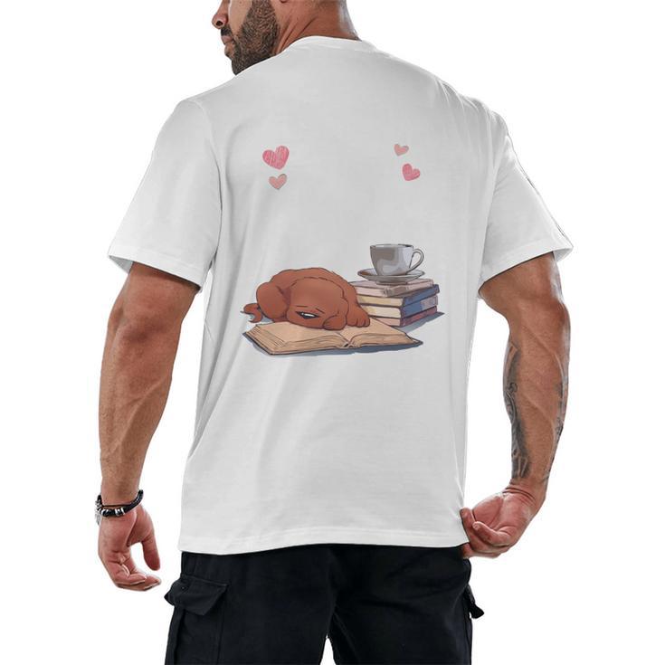 Just a Girl Who Loves Dogs Books Coffee  T-Shirt Men's Back Print T-Shirt