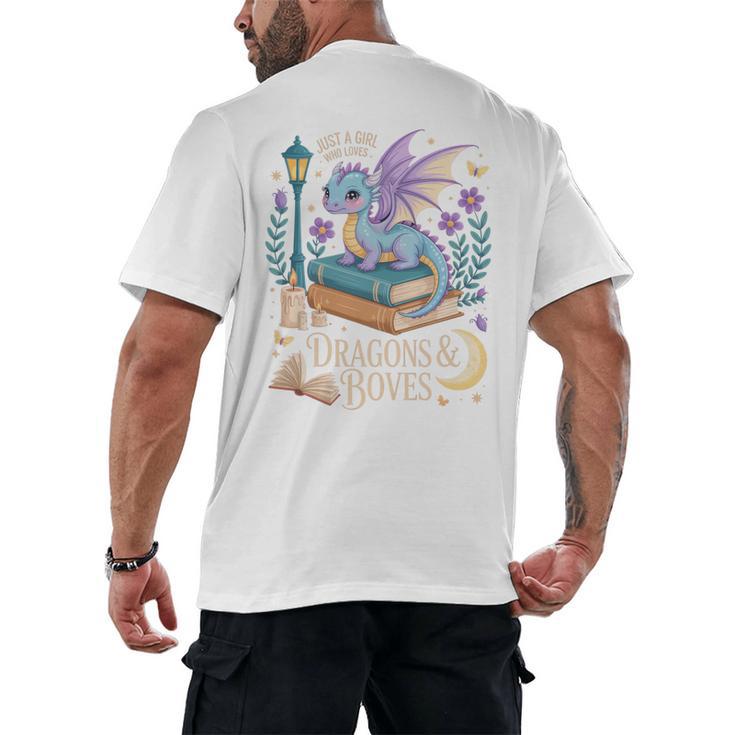 Just a Girl Who Loves Dragons & Books Reader Fantasy Fun Premium Tri-Blend Men's Back Print T-Shirt