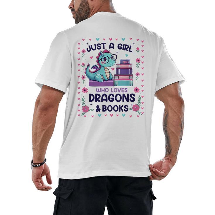 Just A Girl Who Loves Dragons And Books Lover Reading Book Men's Back Print T-Shirt
