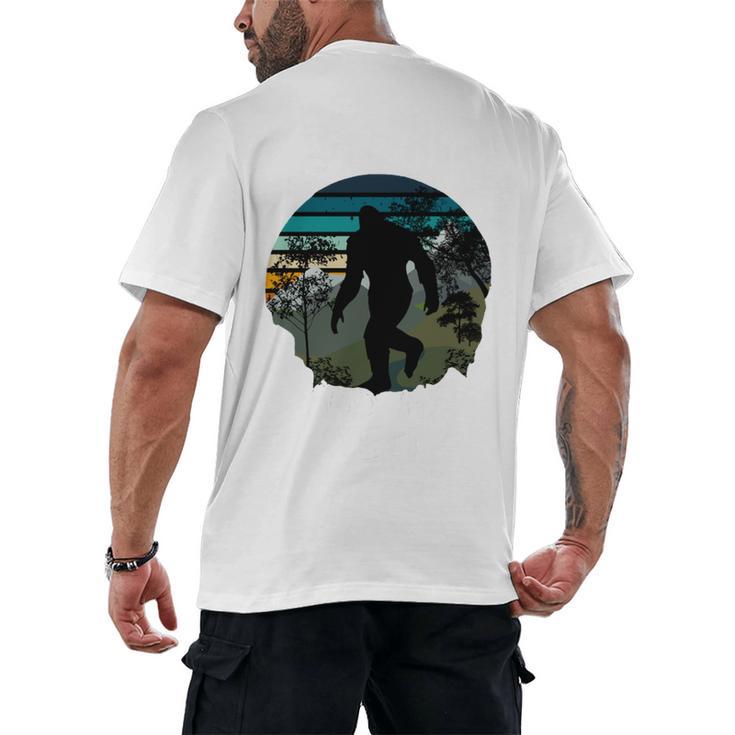 Just Me And My Yeti Retro Sunset Mountain Hiking Introvert Men's Back Print T-Shirt