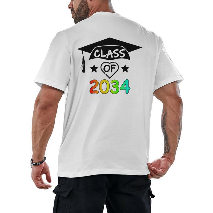 K -12th Grade Hand Prints Space Graduation Class Of 2034 Men's Back Print T-Shirt