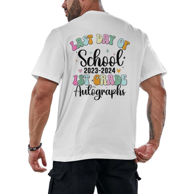 Last Day Autographs 1st Grade Graduation Boys Girls Groovy Men's Back Print T-Shirt