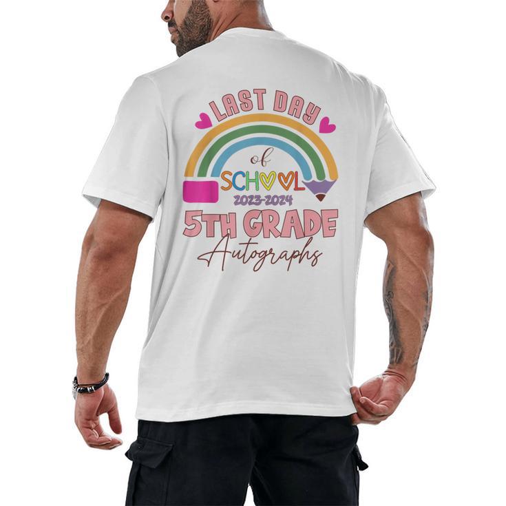 Last Day Of School Autograph 5th Grade Graduation Boys Girls Men's Back Print T-Shirt