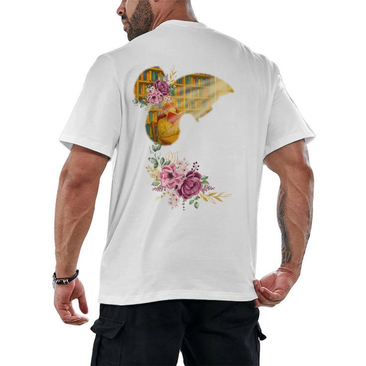 And Into The Library She Goes Book Lover Reading Bookworm Men's Back Print T-Shirt