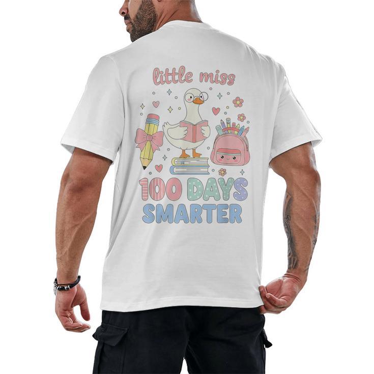 Little Miss 100 Days Smarter Cute Goose Reading Books Girls Men's Back Print T-Shirt