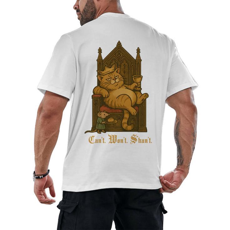 Medieval Cat Sarcastic Queen Lazy King Introvert Kitty Men's Back Print T-Shirt