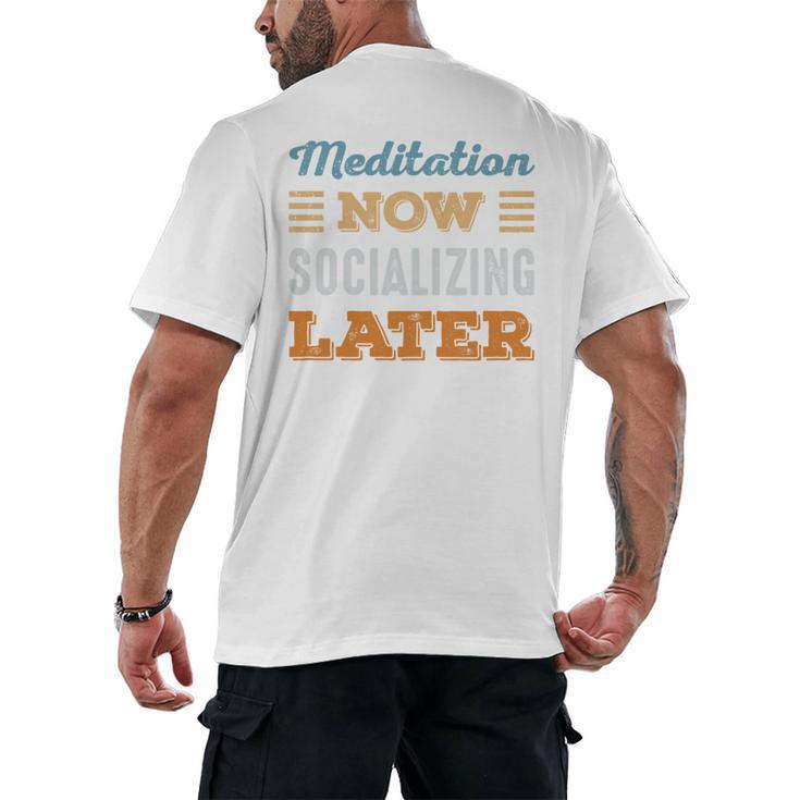 Meditation Now Minimal Socializing Introvert Vintage Men's Back Print T-Shirt