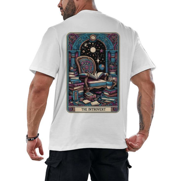 Mystical Library Book Reader The Introvert Tarot Card Men's Back Print T-Shirt