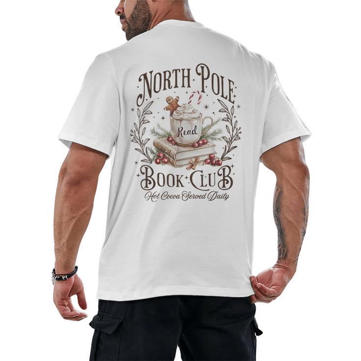 North Pole Readers Club Bookish Xmas Santa Book Reading Men's Back Print T-Shirt