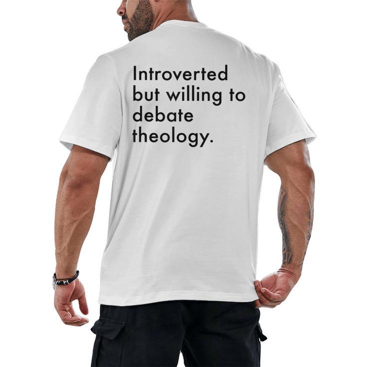 Theology Introvert Christian Conversation Starters Men's Back Print T-Shirt