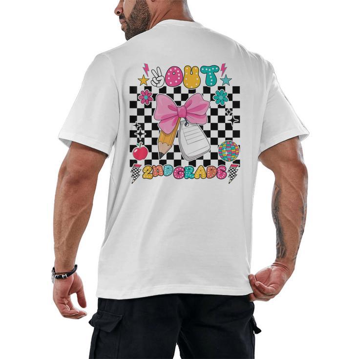 Peace Out 2nd Grade Graduation Last Day School Second Grade Men's Back Print T-Shirt