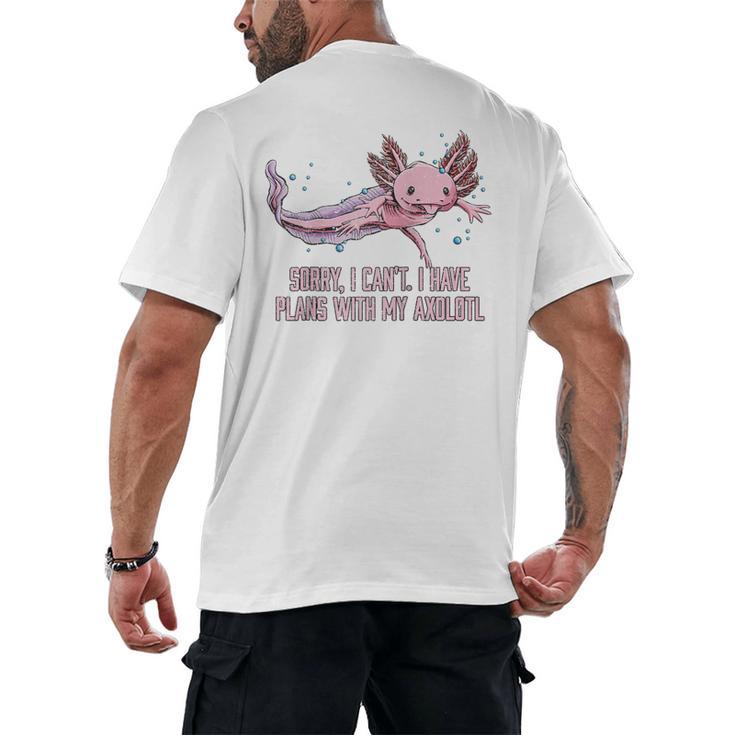 I Have Plans With My Axolotl Salamander Introvert Raglan Baseball Tee Men's Back Print T-Shirt