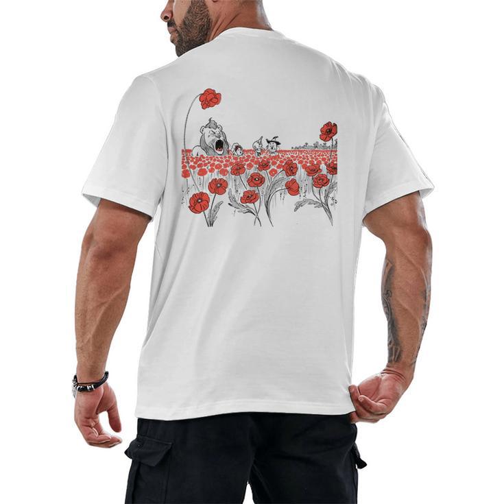 Poppy Field Wizard Of Oz Cowardly Brave Lion Book Men's Back Print T-Shirt