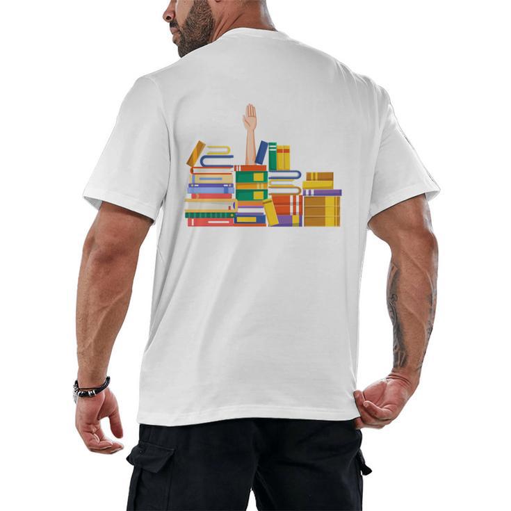 Reading Books Librarian Reader Nerd I'm Ok Teacher Men's Back Print T-Shirt