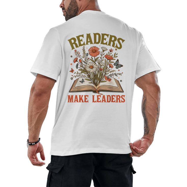 Reading Squad Book Lover Bookish Floral Readers Make Leaders Men's Back Print T-Shirt