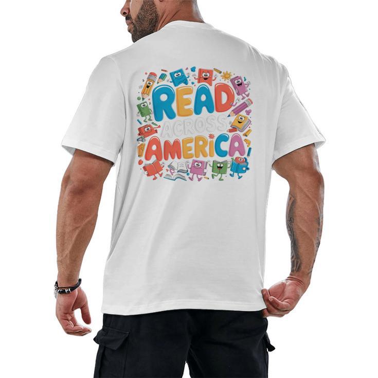 Reads Across Tee America Reading Teacher Books Reader Kids Men's Back Print T-Shirt