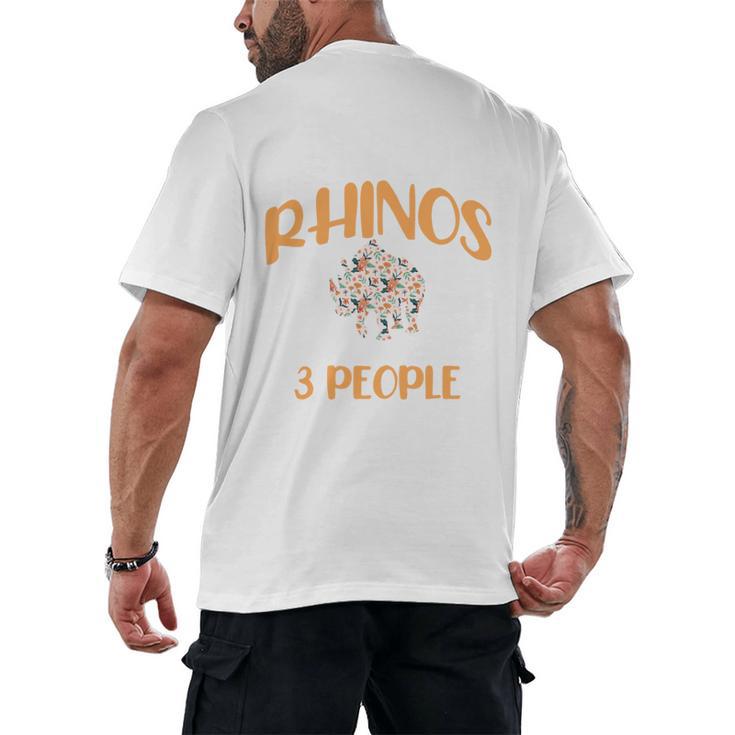 I Like Rhinos And Maybe 3 People Introvert Animal Men's Back Print T-Shirt