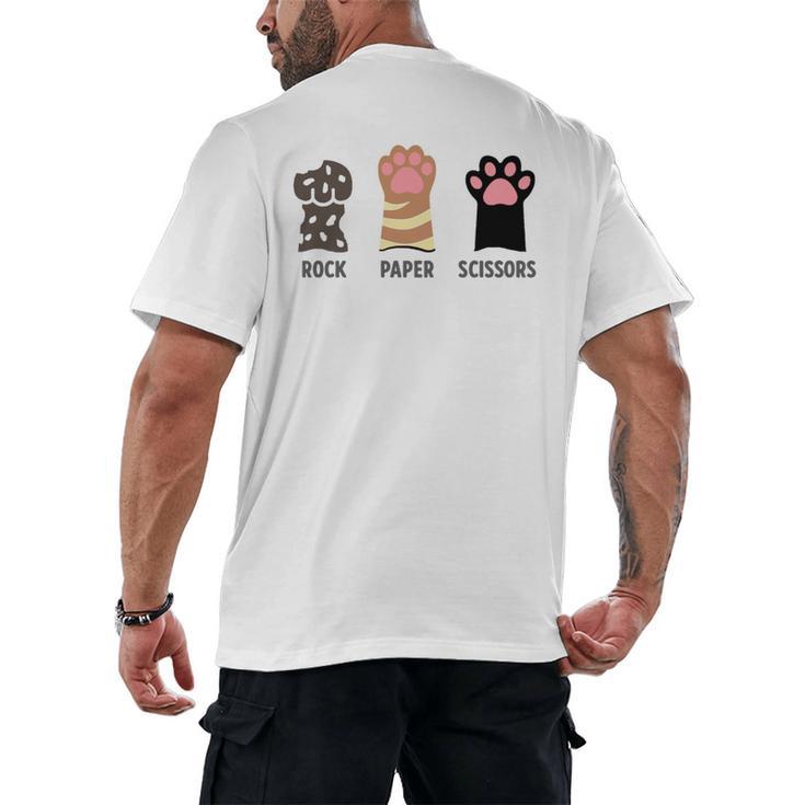 Rock Paper Scissors Hand Game Cute Paw Cat Introvert Men's Back Print T-Shirt