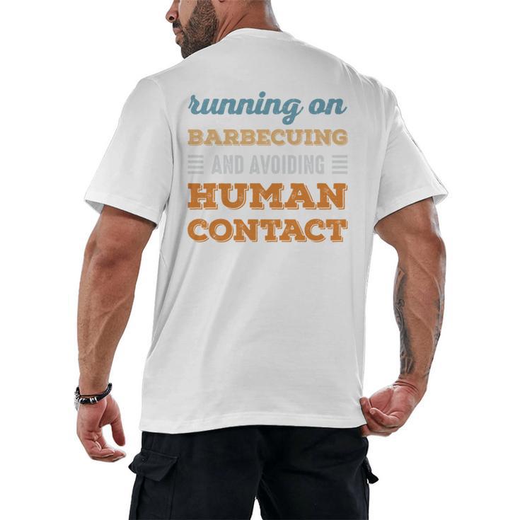 Running On Barbecuing Social Introvert Humor Vintage Men's Back Print T-Shirt