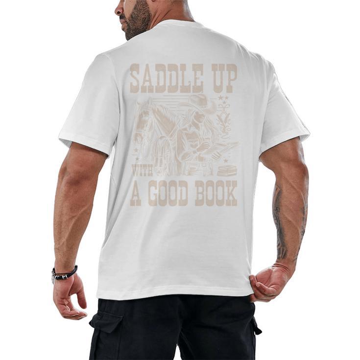 Saddle Up With a Good Book Cowgirl Western Women Vintage Men's Back Print T-Shirt